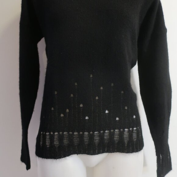 Womens Skull Cashmere Black Distressed Sweater S - Picture 3 of 9